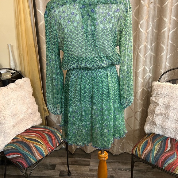 Poupette St. Barth Green and Blue Long Sleeve Dress - Picture 7 of 15